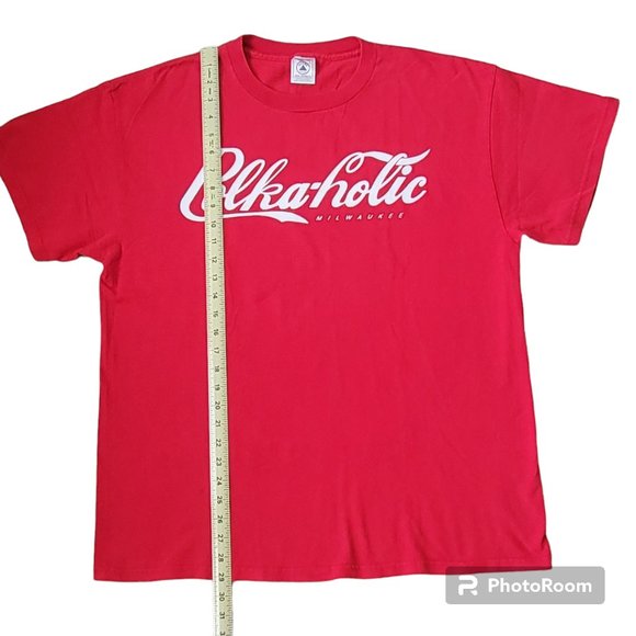 Vintage Polka-holic Graphic Novelty Tee Vibrant Red Size Large NEW - Picture 5 of 7